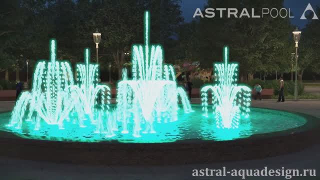 Светодинамический фонтан в Алуште на базе насадок серии Fleur de Lis смотреть онлайн