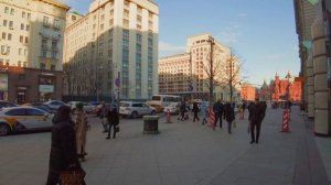Moscow Sunset Walk. Metro station Arbatskaya - Mokhovaya - Tverskaya Street.
