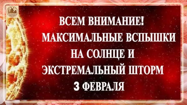 ВСЕМ ВНИМАНИЕ! МАКСИМАЛЬНЫЕ ВСПЫШКИ НА СОЛНЦЕ И ЭКСТРЕМАЛЬНЫЙ ШТОРМ 3 ФЕВРАЛЯ 2026!