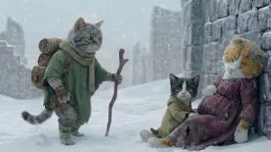 Мультики. Отважный кот спас беременную маму и ее котенка в снежную бурю. И тут произошло чудо!