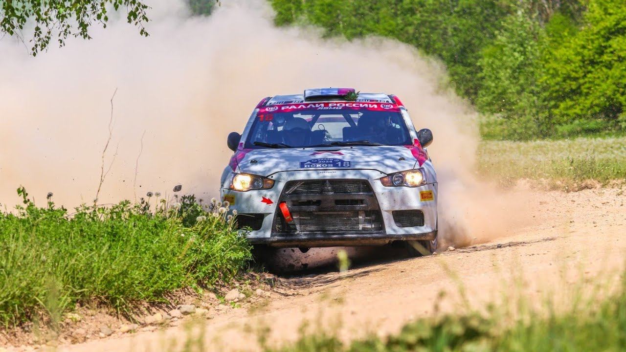 Ралли "Псков 2024". СУ-6 " Кубок АСМГ". Леонтьев В.- Пюннонен С. Mitsubishi Lancer Evo X.