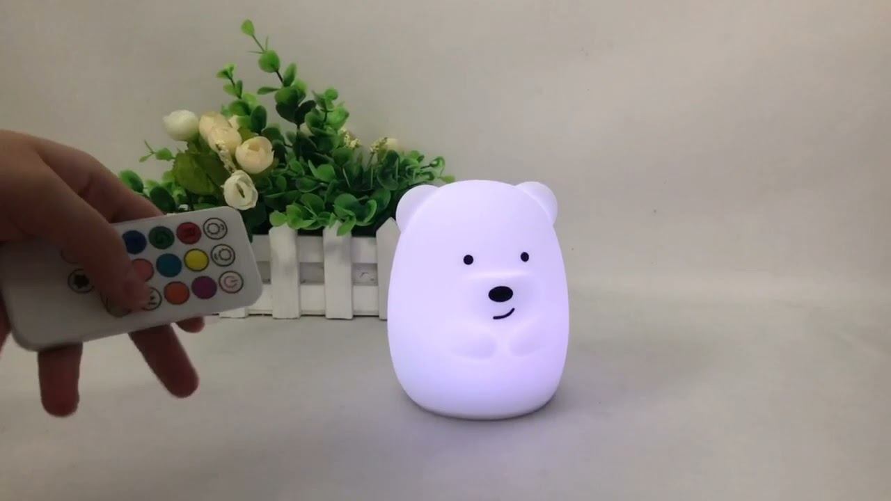 Ночник силиконовый МИШКА светодиодный с пультом