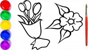 Мультик раскраска для детей и малышей. Новый сборник рисунков. Как нарисовать цветок