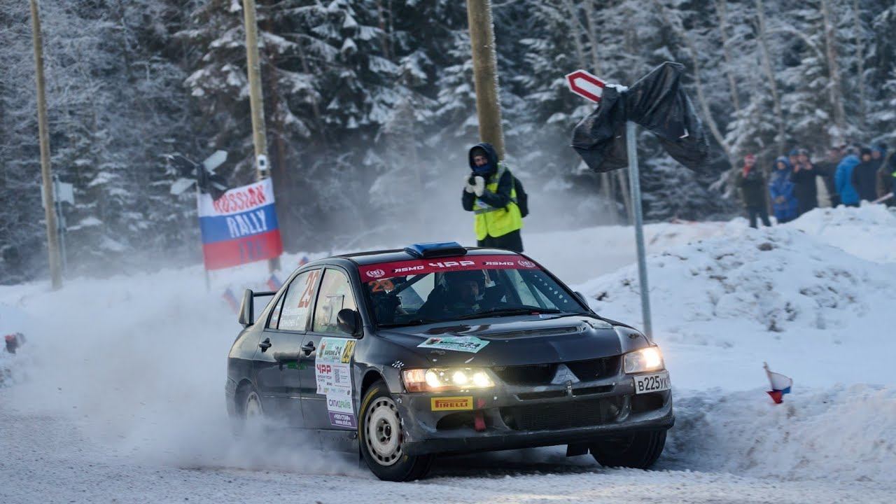 Ралли "Карелия 2024". СУ-1 "Эстерло". Фабрикантов И. - Пюннонен С. Mitsubishi Lancer Evo - VIII.