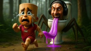 Малыша Тунг Тунг Сахура преследует Скибиди монстр унитаз.