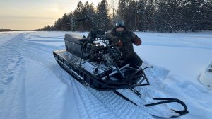 Первый выезд на буране с мотором от мотоблока 7 лс.