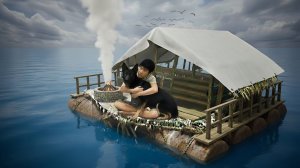 Строим плот из мусора с моей собакой / Эпизод 1 (Выживание на необитаемом острове)