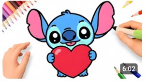 КАК ЛЕГКО НАРИСОВАТЬ СТИЧА ДЕРЖАЩЕГО В ЛАПАХ БОЛЬШОЕ СЕРДЦЕ В СТИЛЕ КАВАЙИ 💓