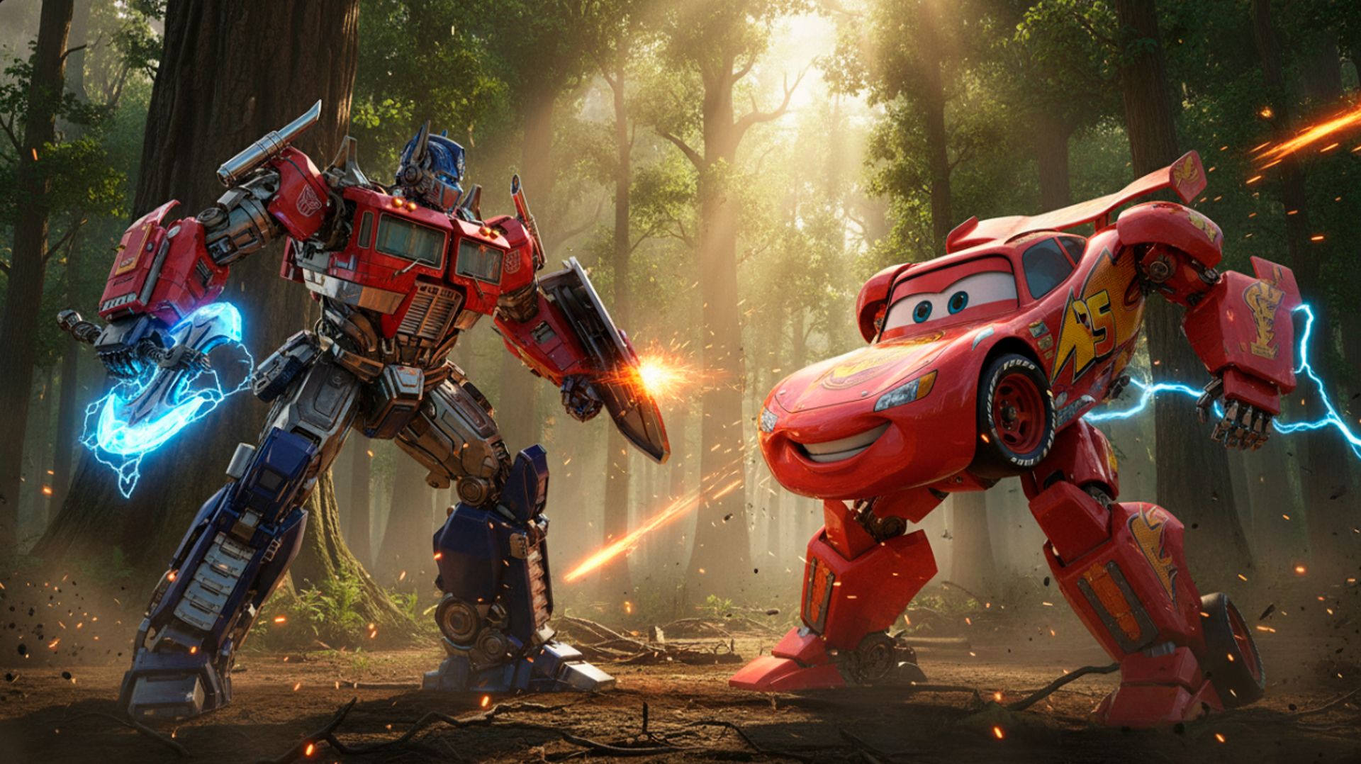 Оптимус Прайм против молнии Маквина! Эпичная битва! BeamNG.Drive