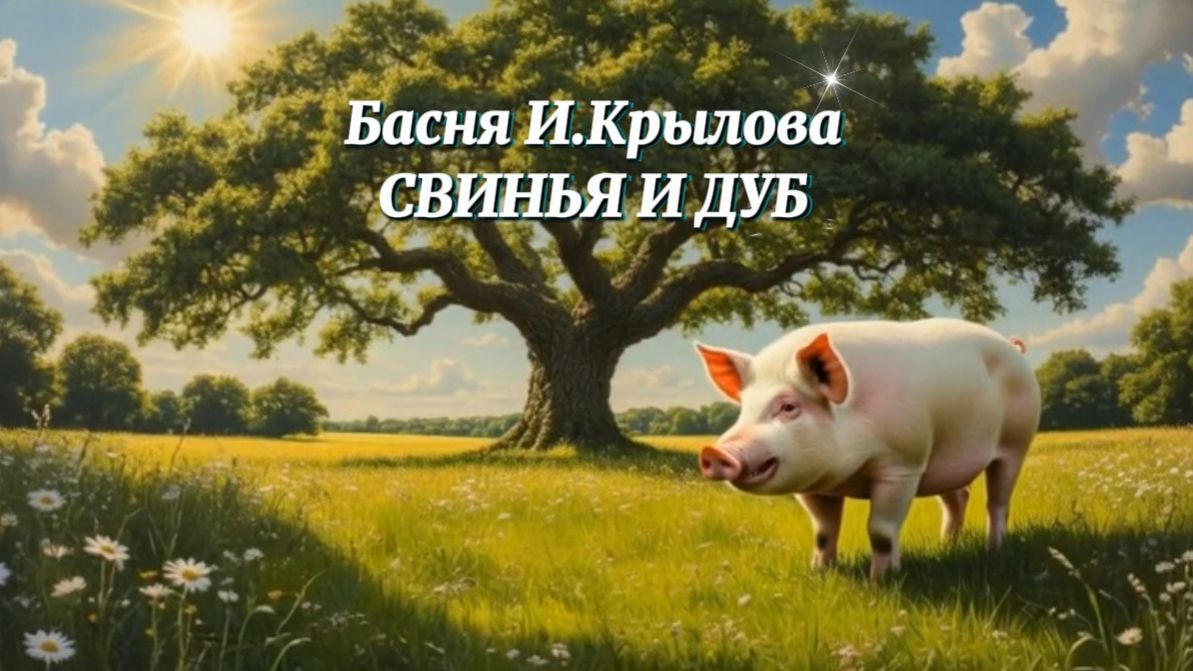 Басня И. Крылова Свинья и дуб. Мультфильм, говорящие персонажи, иллюстрации. Русская культура