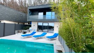 Стильный дом в японском стиле в Сочи с бассейном