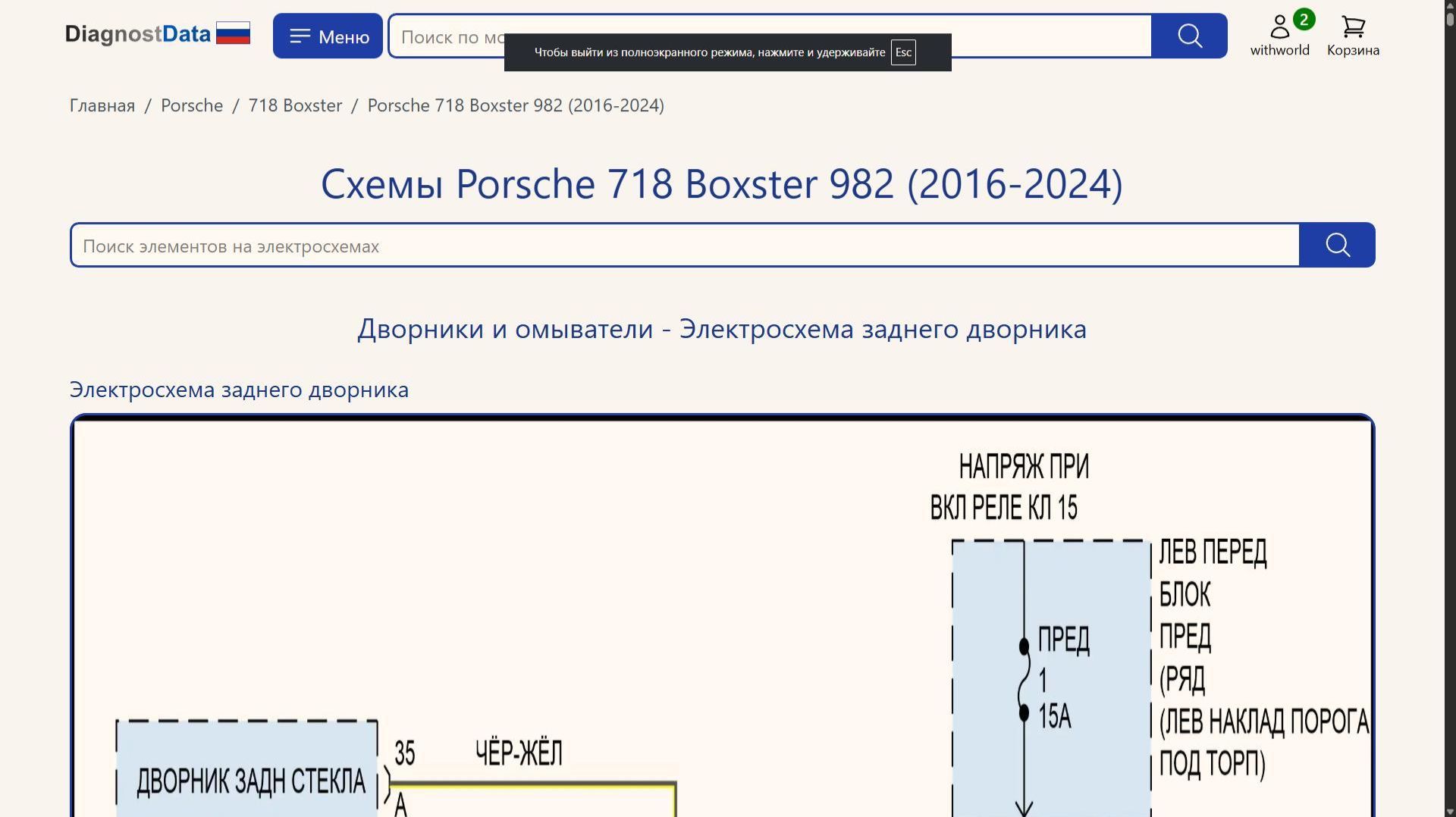 Схемы Porsche 718 Boxster 982 (2016-2026)