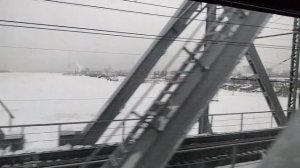 Въезд в Пермь на поезде с запада по мосту через Каму