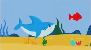 Акуленок плывет по океану