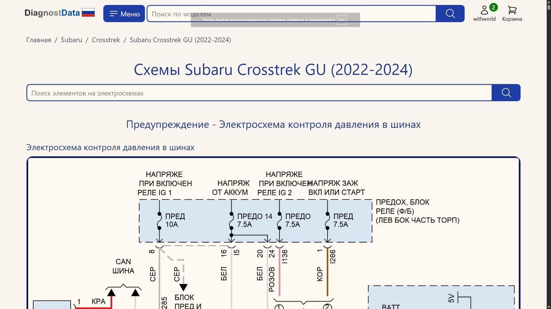 Схемы Subaru Crosstrek GU (2022-2026)