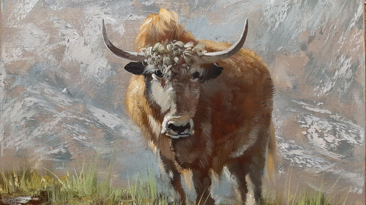 Бык.Живопись маслом смотреть онлайн