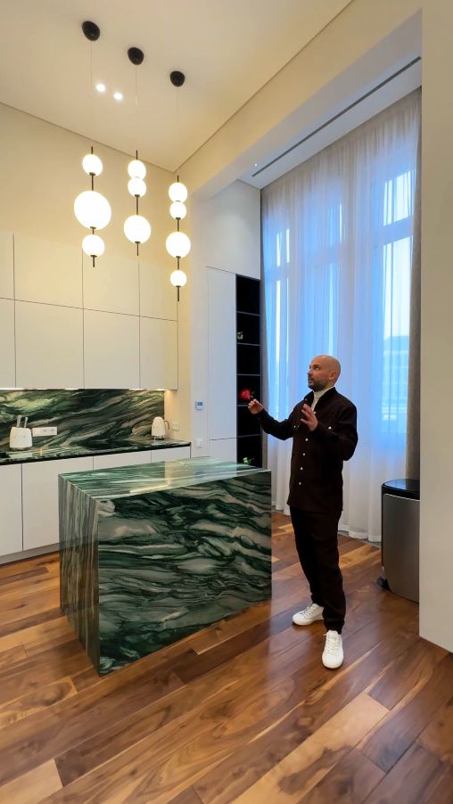 Дизайн-проект кухни с высокими потолками в жк Now 125м2| Архитектурное решение сложной задачи