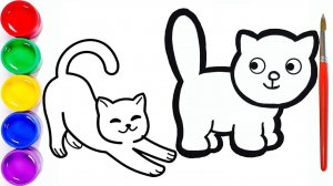 Мультик раскраска для детей и малышей. Новый сборник рисунков. Как нарисовать кота, котенка