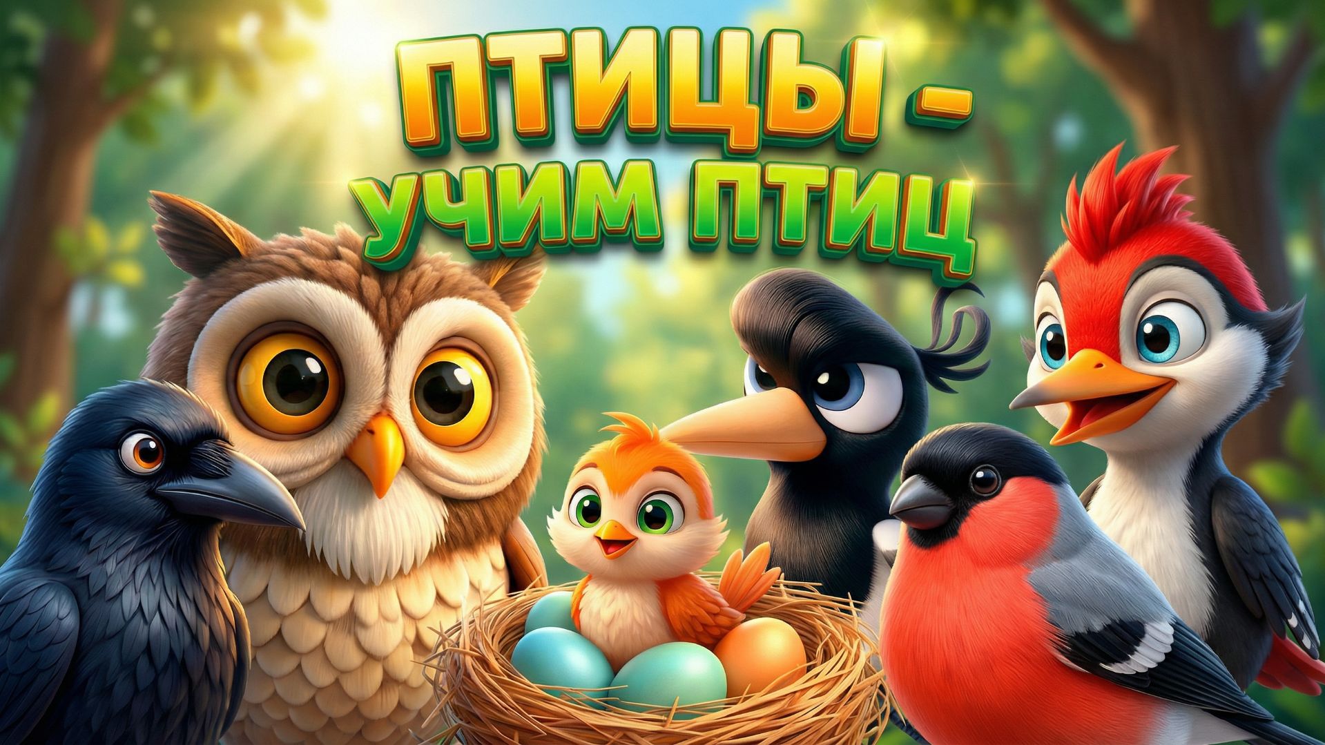 Учим птиц - Птицы детям - Звуки и голоса птиц - Развивающие мультики для детей про птиц смотреть онлайн