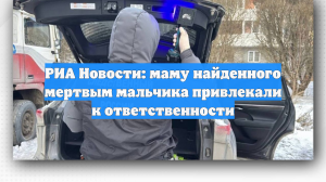 РИА Новости: маму найденного мертвым мальчика привлекали к ответственности