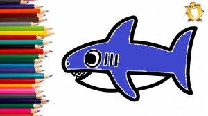 Мультик - раскраска для детей АКУЛА. Учимся как рисовать РЫБКУ АКУЛУ вместе с детьми // ОБУЧАШКА ТВ