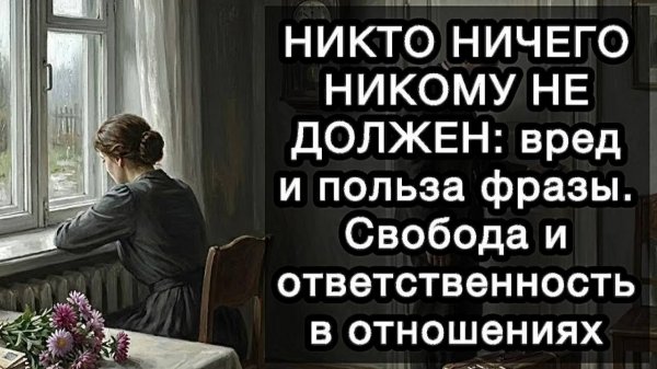 НИКТО НИЧЕГО НИКОМУ НЕ ДОЛЖЕН: вред и польза фразы. Свобода и ответственность в отношениях