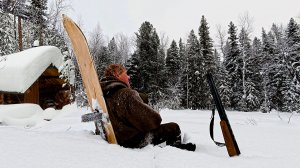 Тайга зимой. Охота на соболя и глухаря с ночёвками в лесу.