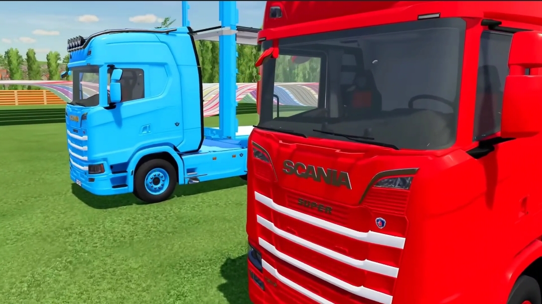 Мультяшные машинки | Scania | большие разноцветные фуры