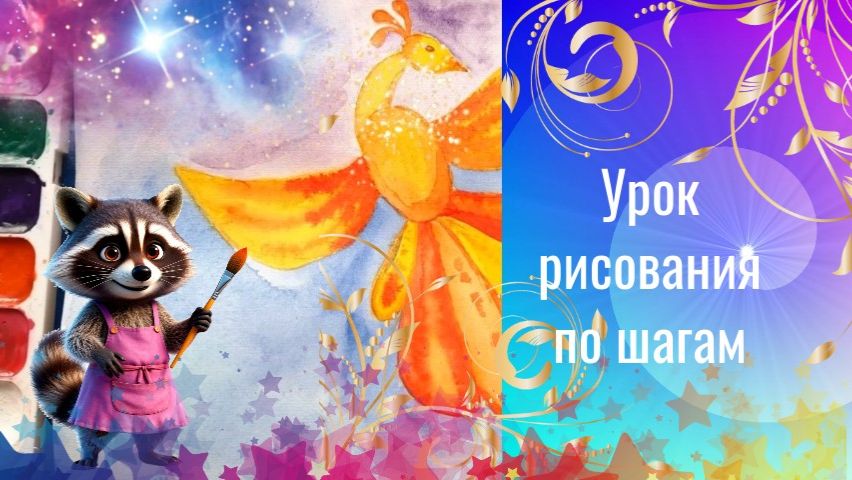 Жар птица акварелью. Как нарисовать Жар-птицу красками. Урок ИЗО теплые, холодные цвета