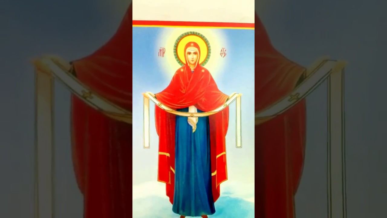 Покров Божией Матери прямая печать на дереве