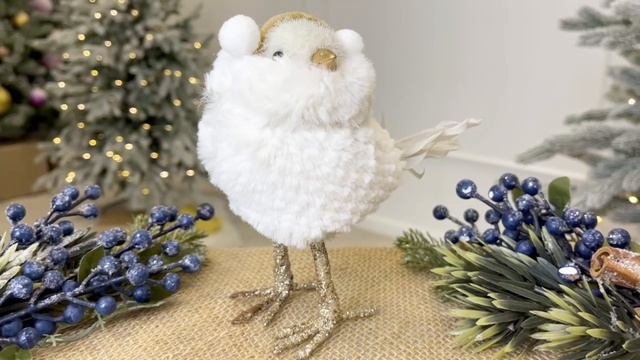 Декоративная фигура СНЕЖНАЯ ПТАШКА, текстиль, искусственный мех, пенопласт, 16х14 см, 14328