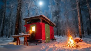 Тёплая Изба в Холодном, Зимнем лесу и Отдых в дикой Глуши