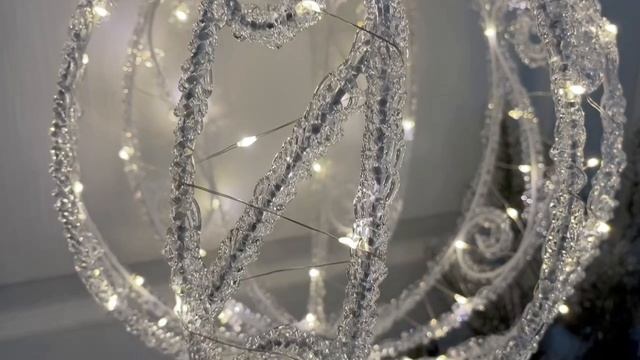 Подвесной светящийся шар АЖУРНАЯ СФЕРА, акрил, 80 тёплых белых LED-огней, 32 см, таймер, 1167032