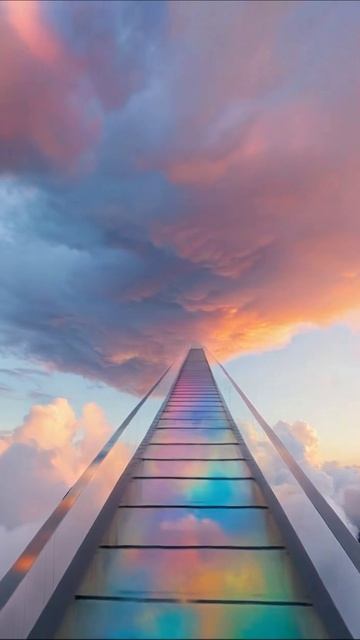 Подъем к облакам: волшебная лестница #небо #стремление #приключение