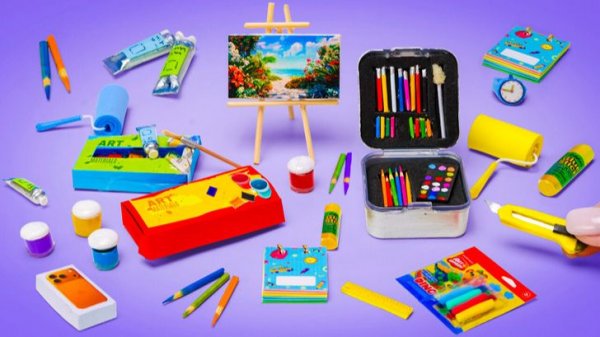 Миниатюрные школьные принадлежности 🎒 Поделки для детей