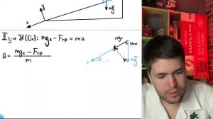 С вершины наклонной плоскости из состояния покоя скользит с ускорением брусок массой m - №22102