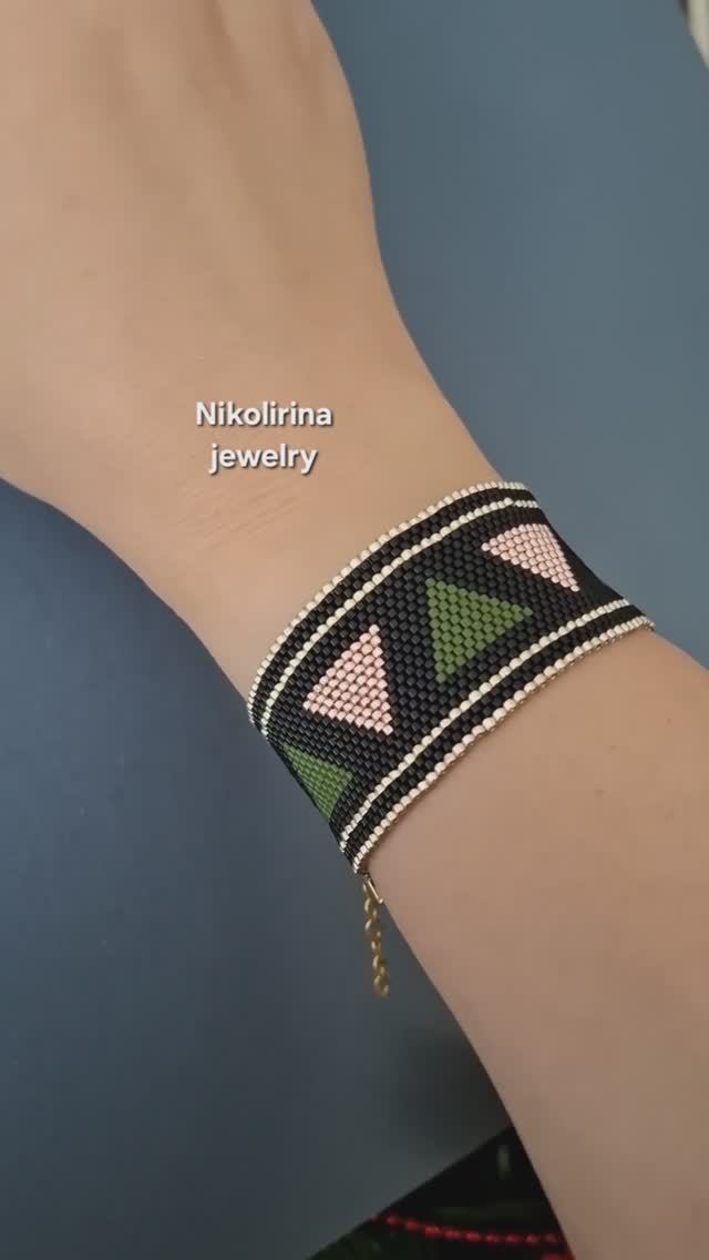 Браслет из японского бисера ✨️💚 #бисер #украшения #серьги #браслет #кольцо #рукоделие #miyuki