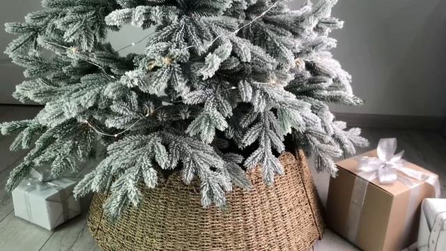 Разборная корзина для декорирования основания ёлки ДЖУТОВЫЙ УЗОР, джут, 27х75 см, 14412