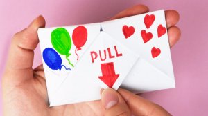 🍒Конверт Сюрприз из бумаги / Подарок Открытка на 8 марта /Как сделать открытку с сюрпризом