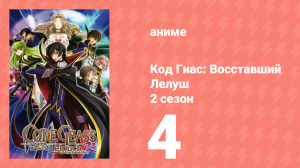 Код Гиас: Восставший Лелуш 2 сезон 4 серия «Контратака на виселице» (аниме-сериал, 2008)