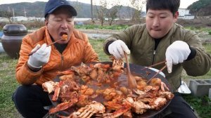 Острая тушеная курица с крабом,приготовленная на огне Мукбанг