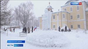 2-метровый архангел Михаила из снега стал победителем конкурса в костромском селе