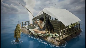 Выживание на плоту из мусора с собакой (Эпизод 2) / Модернизация плота и приготовление морепродуктов