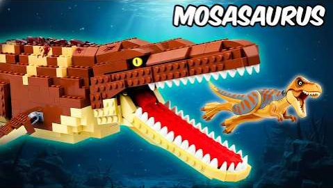 Сборка ЛЕГО Сцена охоты на гигантского мозазавра смотреть онлайн