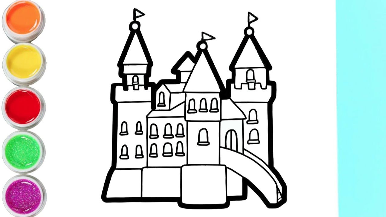 Мультик - раскраска для детей ДВОРЕЦ. Учимся как просто нарисовать ЗАМОК // РИСОВААШКА ТВ смотреть онлайн