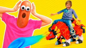 Артём стал..СОСИСКОЙ?! Игрушка для мальчиков Робот - трансформер Miniforce Форс Трига против злодея