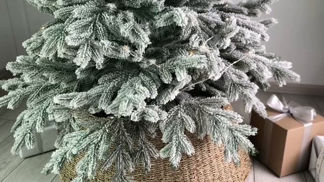 Разборная корзина для декорирования основания ёлки ЛЕСНАЯ ОГРАДА, джут, 29х87 см, 14418