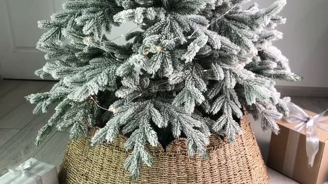 Разборная корзина для декорирования основания ёлки ДЖУТОВЫЙ УЗОР, джут, 29х87 см, 14413