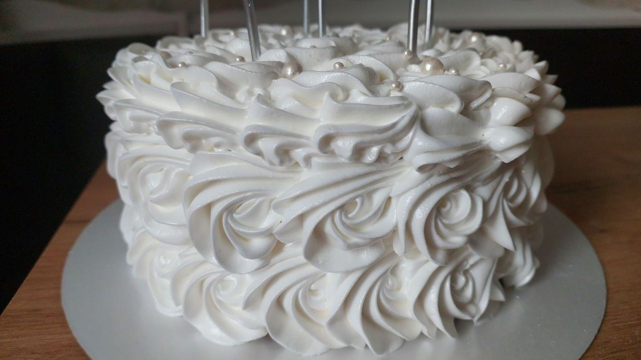 МК по оформления торта белково заварным кремом ПРОСТОЕ украшение торта