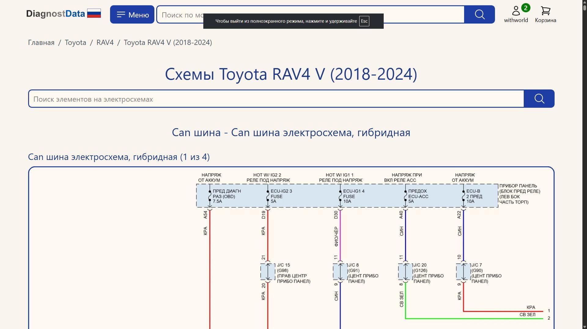 Схемы Toyota RAV4 V (2018-2026)